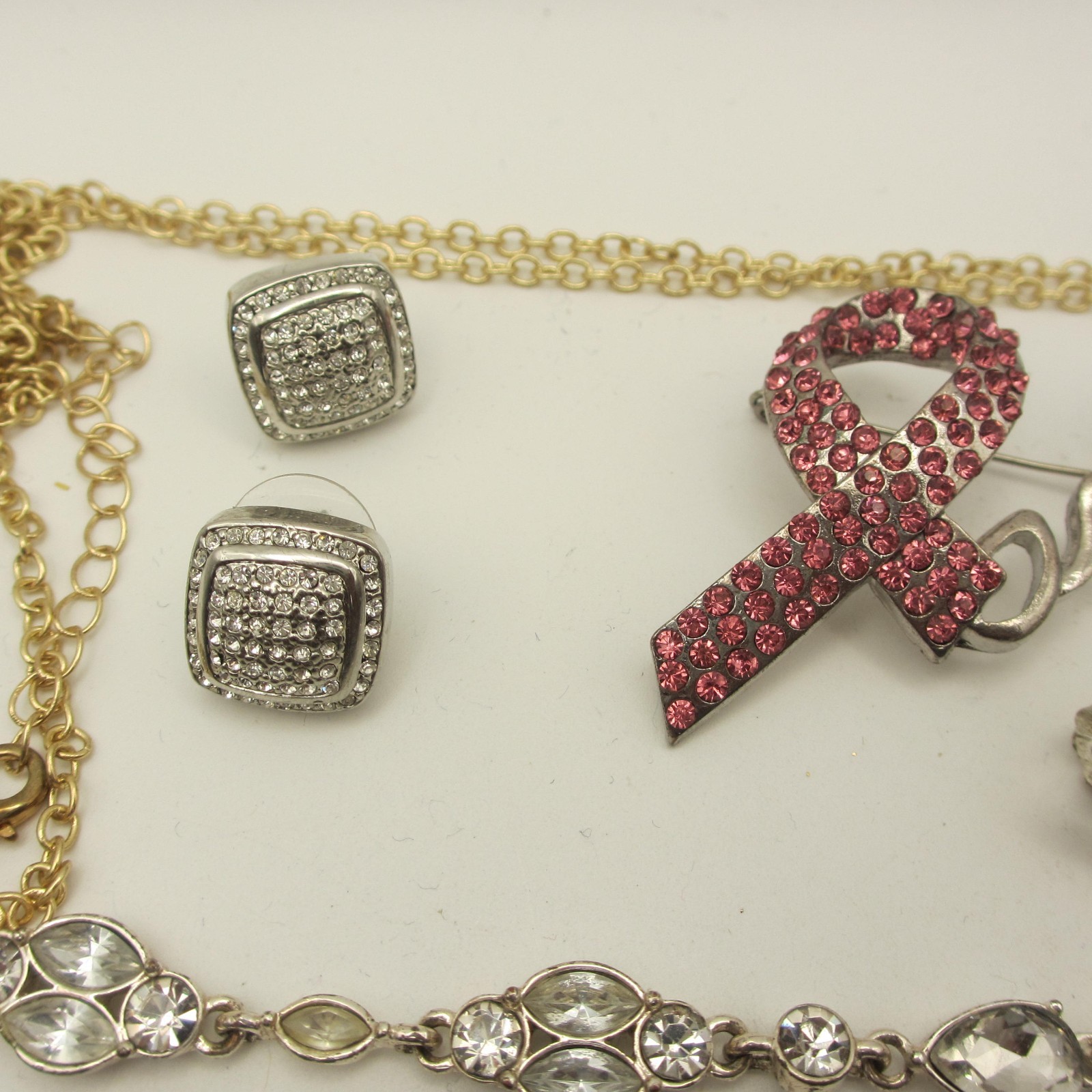 Vintage Rhinestone Jewery Lot Bracelets Necklaces Earrings Shoe Clips Brooch