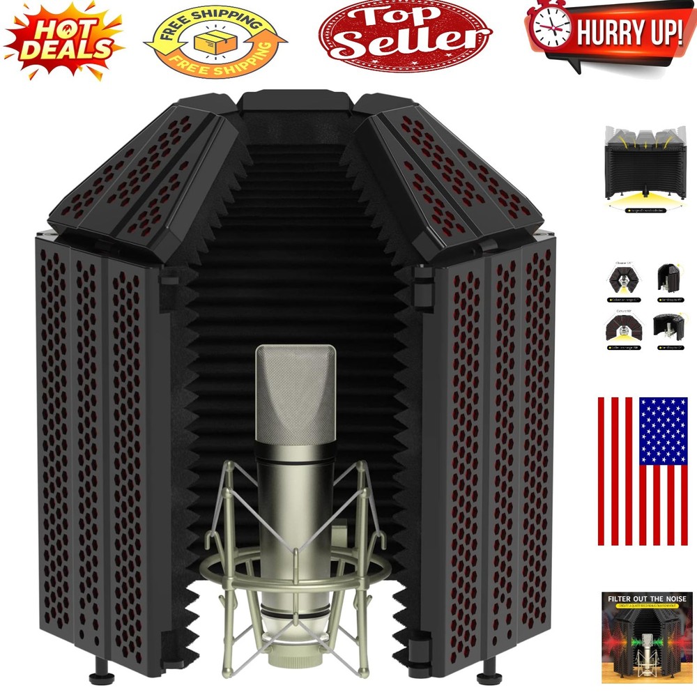 High-Density Multi-Panel Microphone Isolation Shield for Studio Recording