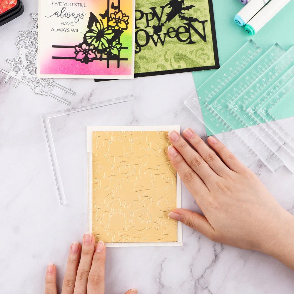 7PCS/set Creative Positioning Tools Card Corners Helper Craft Measuring Ruler