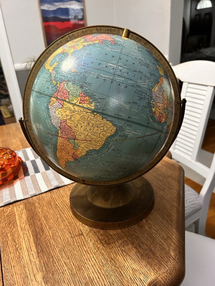 Cram's Imperial World Globe 12” Vintage with Stand EUC