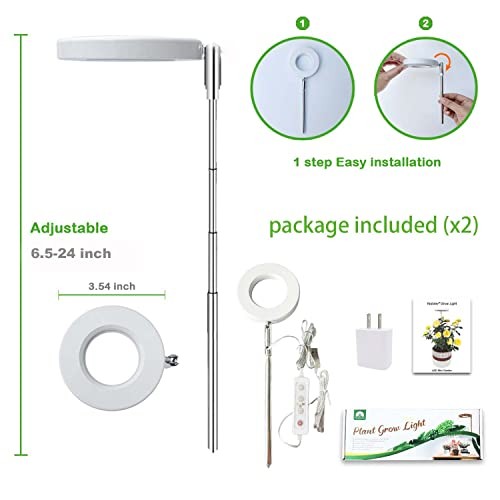 Plant Grow Light, LED Growing Light Full Spectrum 3.54 inch 2 Pack Warm White