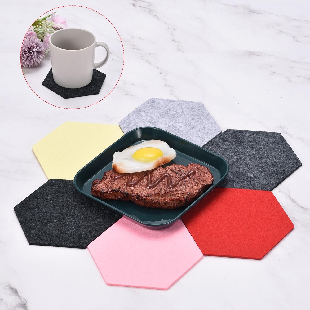 Felt coasters 9pcs hexagonal pads coasters, coffee