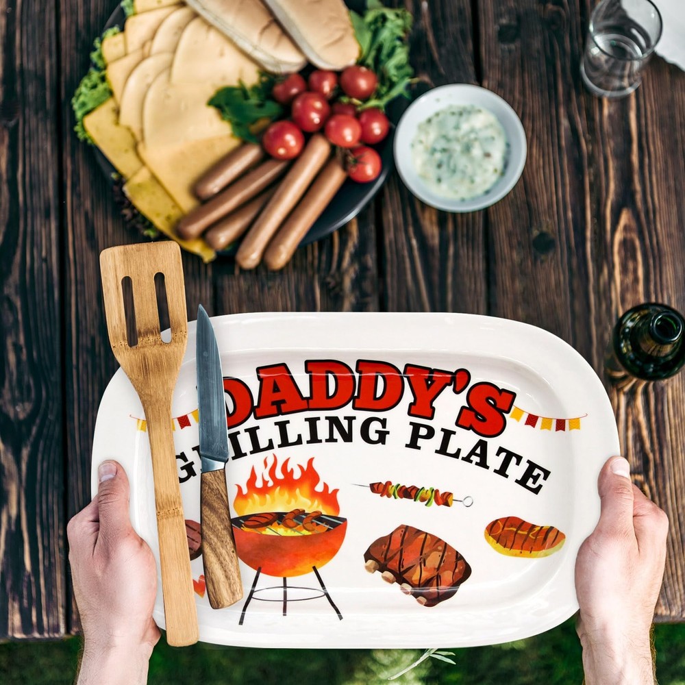 BBQ Daddy Barbecue Serving Tray Dads Grilling Platter Father's Day Gift
