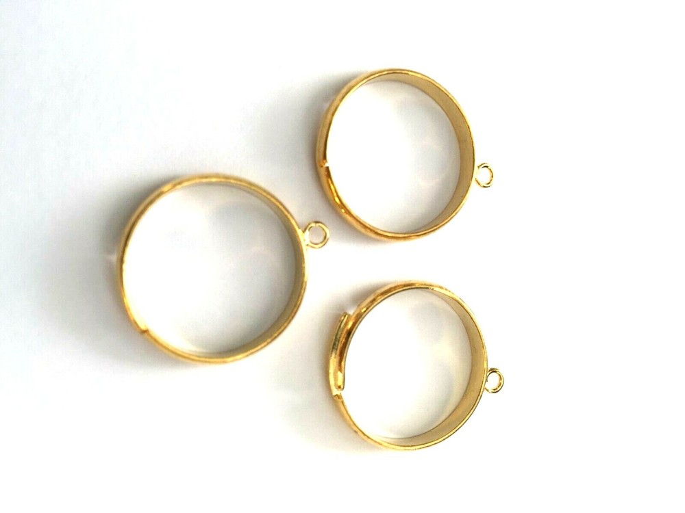 6 Pcs Gold Plated  Adjustable Ring  With one Loop Ring Making