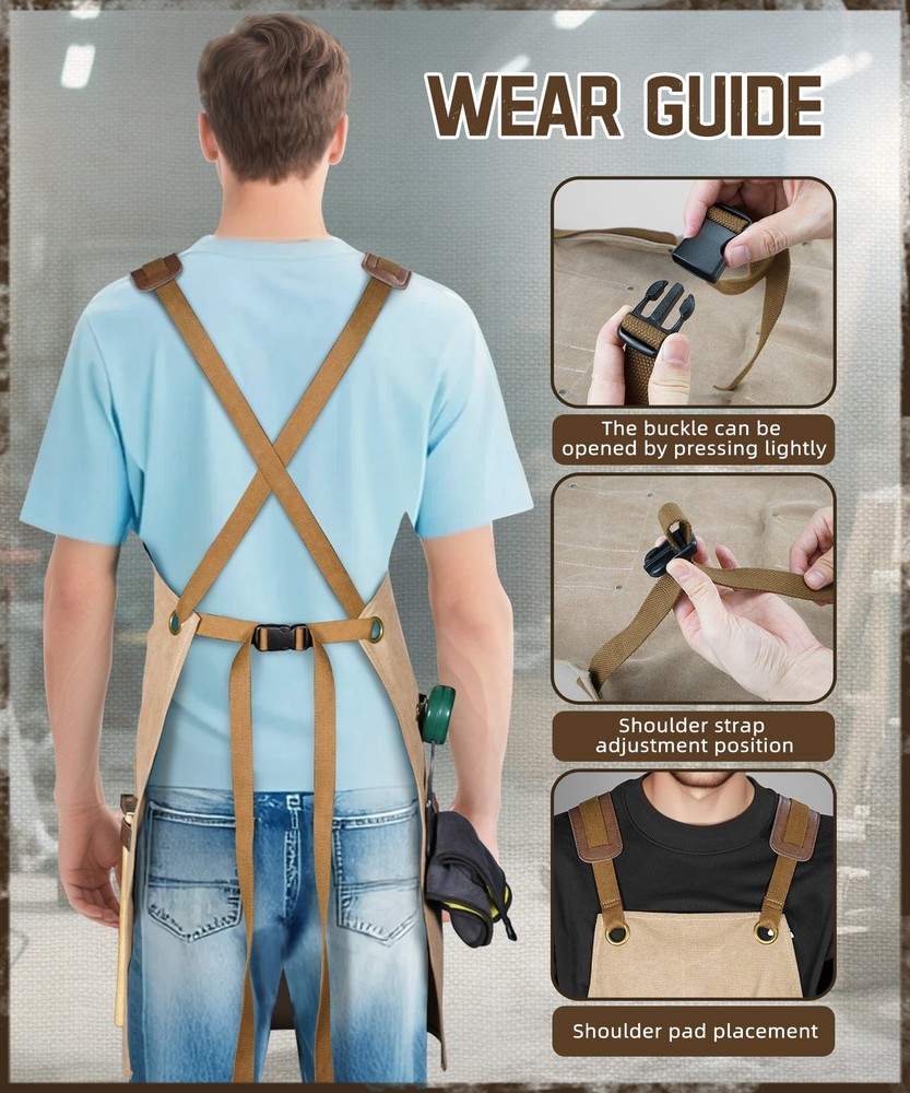 Durable Work Tool Apron Crossback Apron For Woodworker Construction Electrician