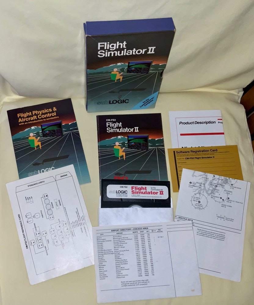 FLIGHT SIMULATOR II Commodore 64 (C64) - CIB - Untested