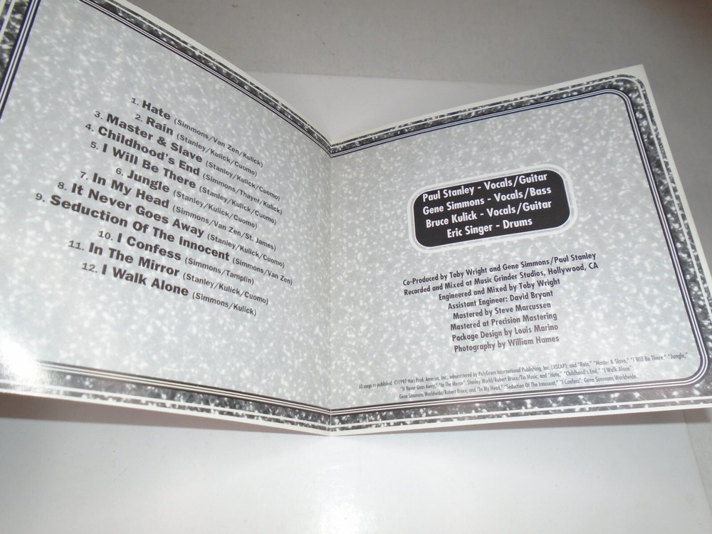 KISS ERIC SINGER BRUCE KULICK SIGNED AUTO AUTOGRAPHED CD BOOKLET - INSERT ONLY