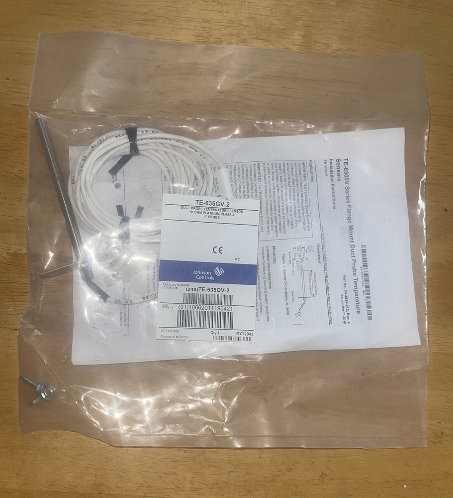 Johnson Controls Duct Temp Probe TE-632GV-2