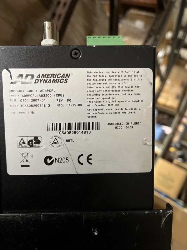 AMERICAN DYNAMICS ADMPCPU MEGA POWER CPU AD3200 MPCPU MPU CONTROL UNIT