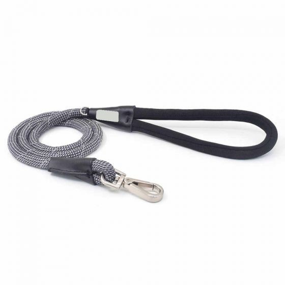 No Pull Dog Leash for Medium Dogs - Grey Nylon, Easy Control,Comfortable Walking