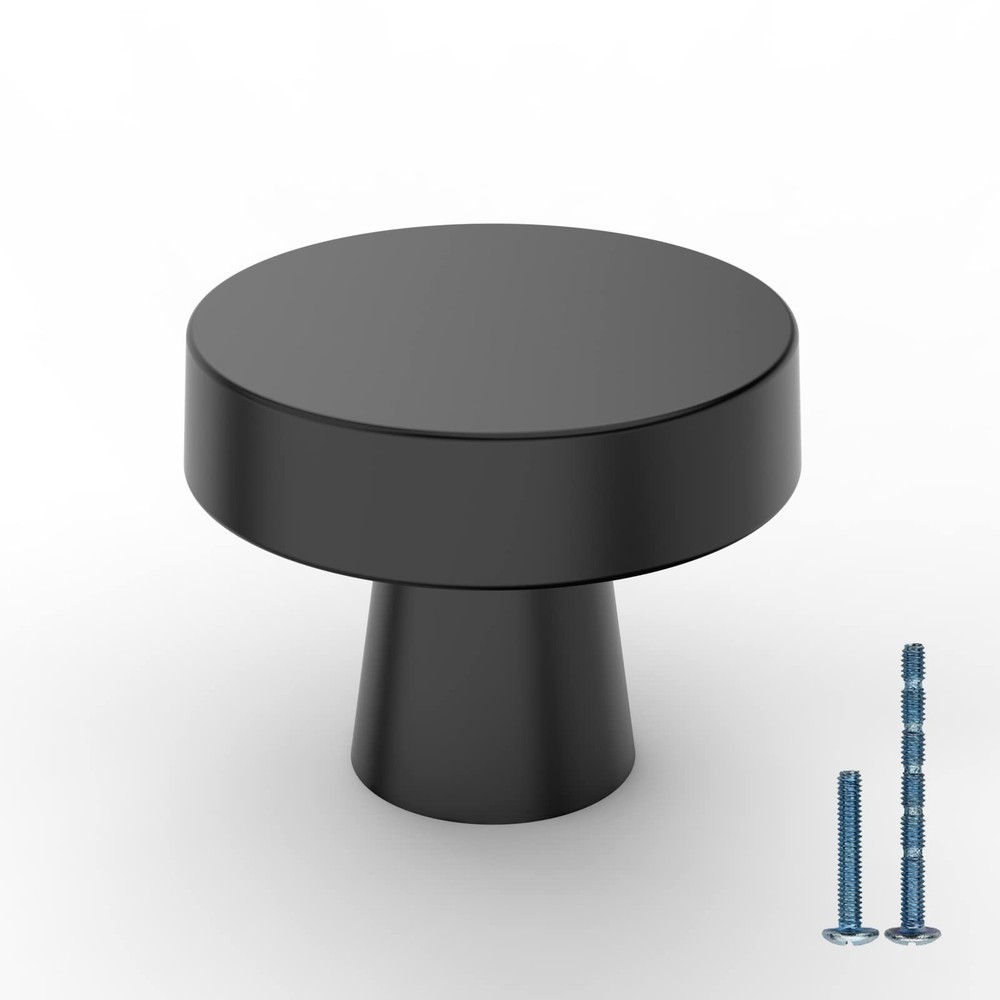 10 Pack Kitchen Cabinet Knob Matte Black Round Dresser Knobs Drawer Knobs Kit...