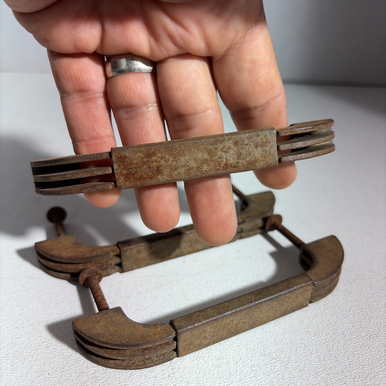 Vintage Art Deco Mid Century Modern Rustic Drawer Pulls Handles Set Of 3