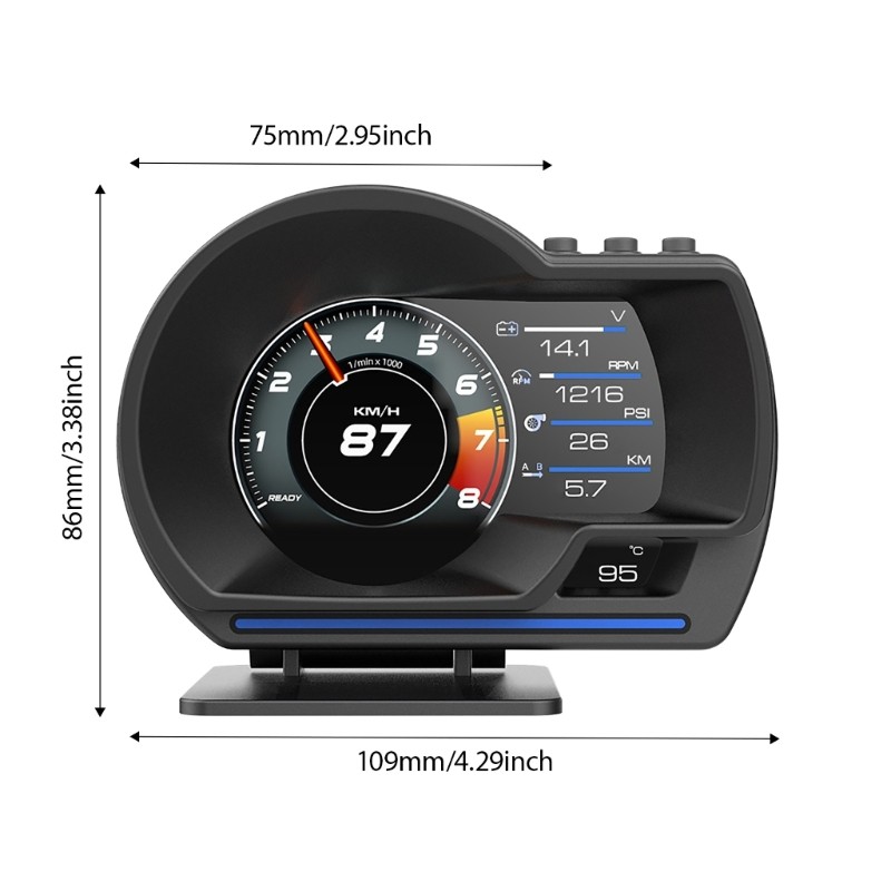 Automotive HUD Projector Speedometer OBD2 Data Analysis Warning Light Function