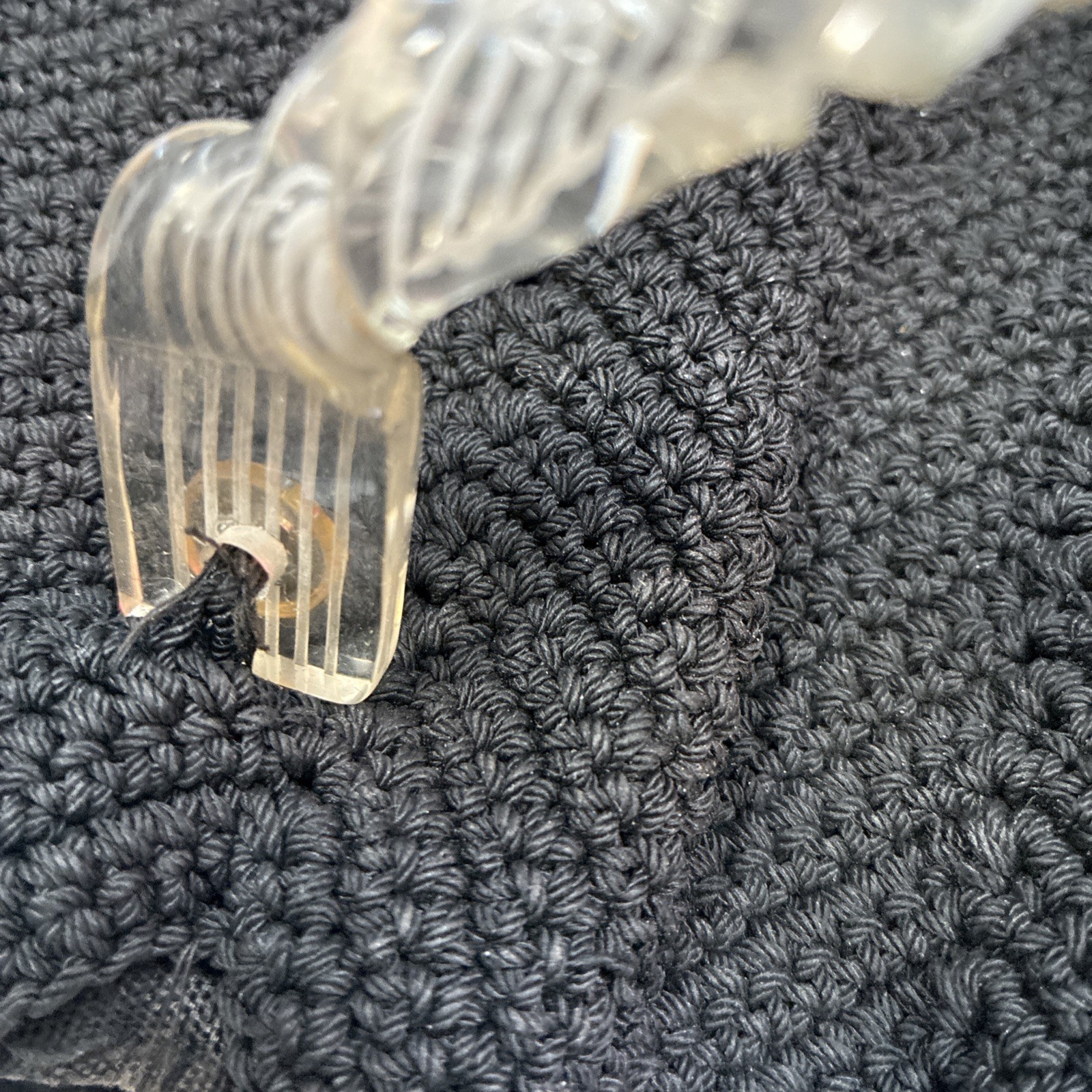 1930s Art Deco Crochet Handbag Clear Lucite Style Handle Provenance Depression