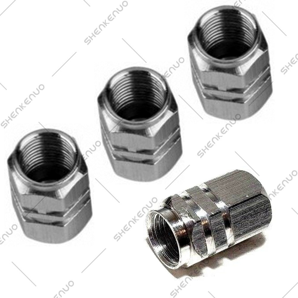 (4) Metal Chrome Tire/Wheel Air Pressure Stem Valve Caps for Car-Truck-Hot Rod