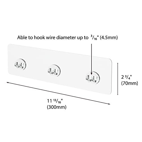 Shower Caddy Adhesive Replacement 3 Wire Hook 2 Pack Transparent 11 13/16"