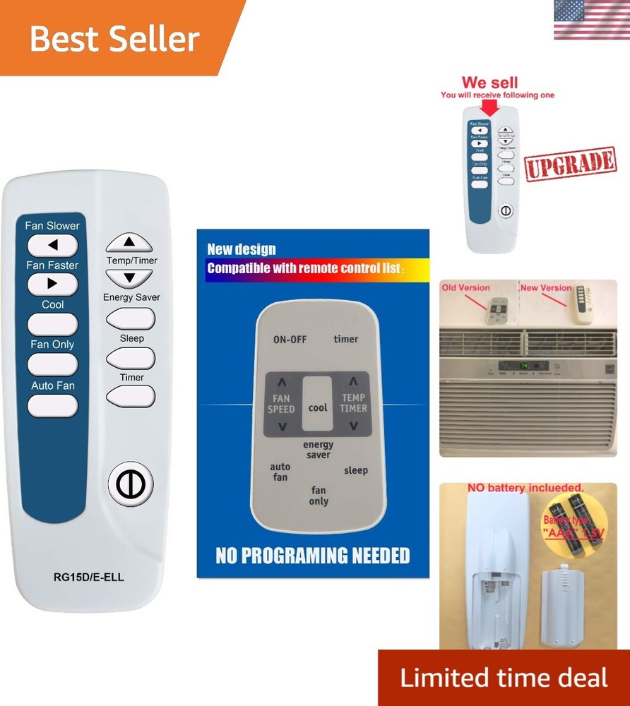 Enhanced Remote Control for Frigidaire RG15D/E-ELL AC - No Programming Needed
