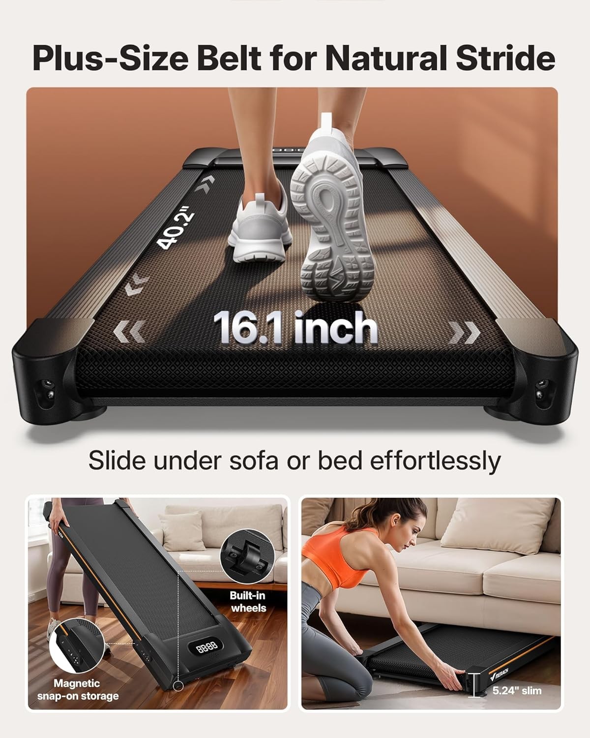 MERACH W50Lite Walking Pad Treadmills for Home 10% Auto Incline, 350lbs Capacity