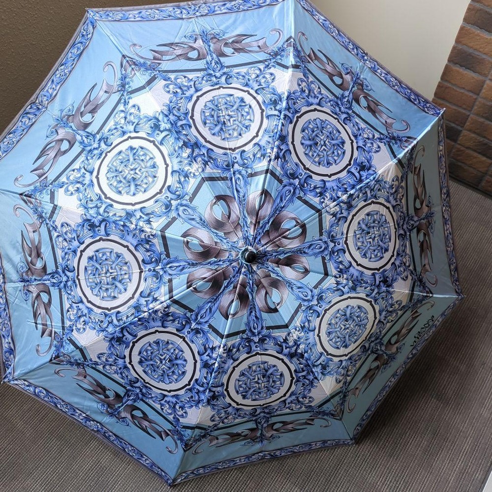 Gianni Versace Blue Baroque pattern foldable umbrella Authentic From Japan