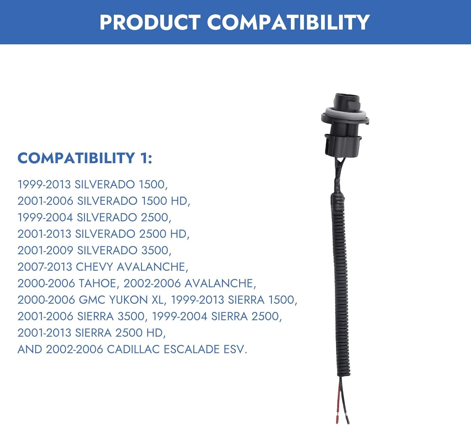 2 Pcs License Plate Light Socket Black Rear Lamp Wire Harness Assembly Compatibl