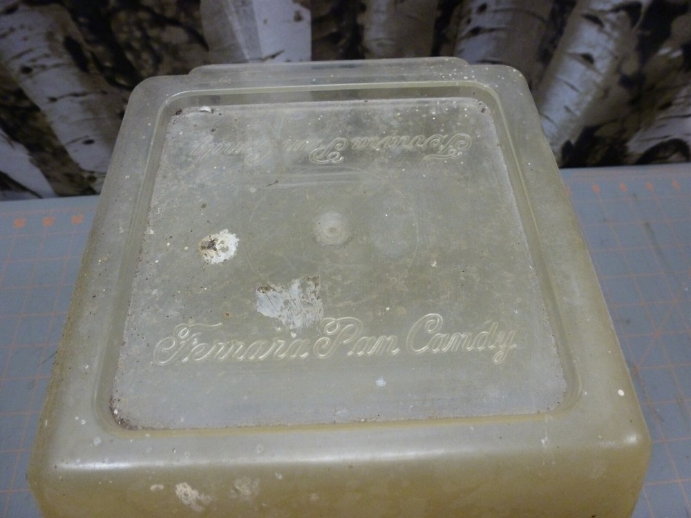 (J) VTG EMPTY (Lemon Head) Pan Ferrara Candy Counter Jar, Plastic Container