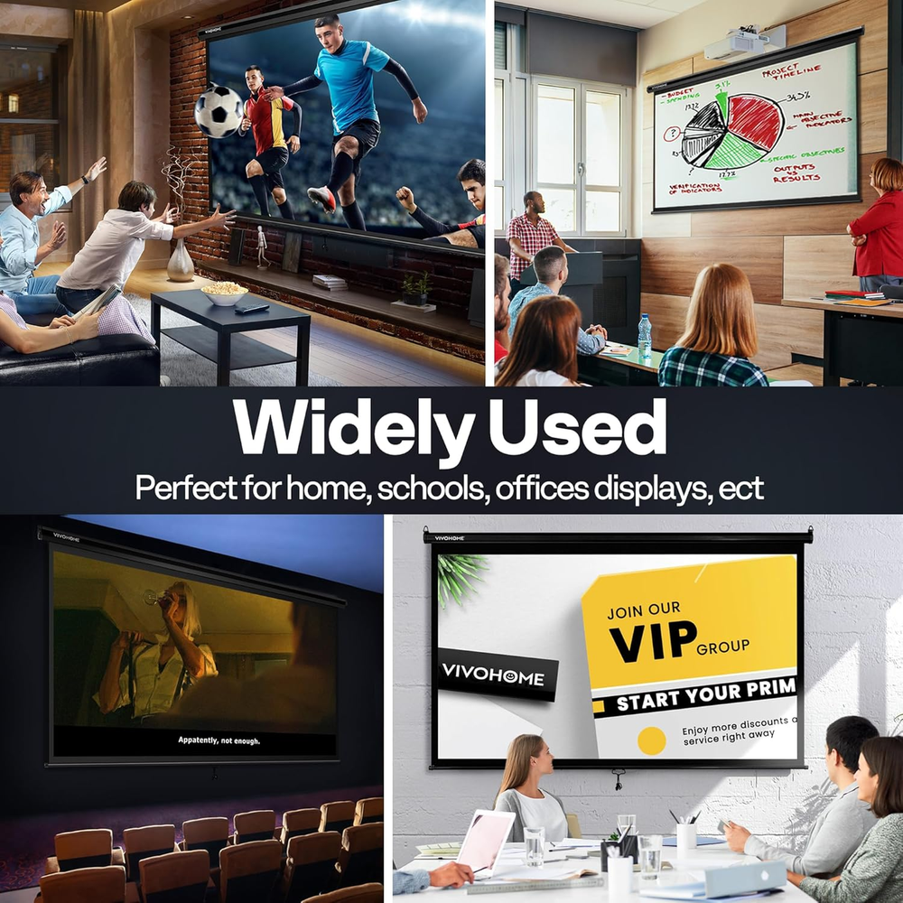 Projector Screen Pull Down, 16:9 100 Inch Retractable Projection Screen, HD 4K M