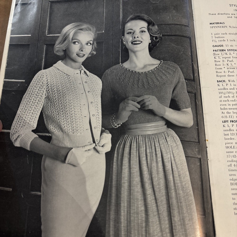 Spinnerin Sweaters Knitting Patterns 1957
