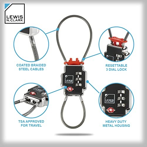 Triple Security Lock - Resettable Combination Lock, 3-Dial, TSA 1 Pack Black