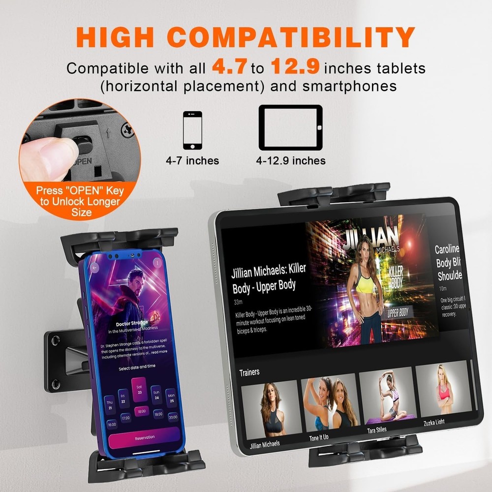 Adjustable Wall-Mounted Tablet Holder - 360° Rotation for Optimal Viewing