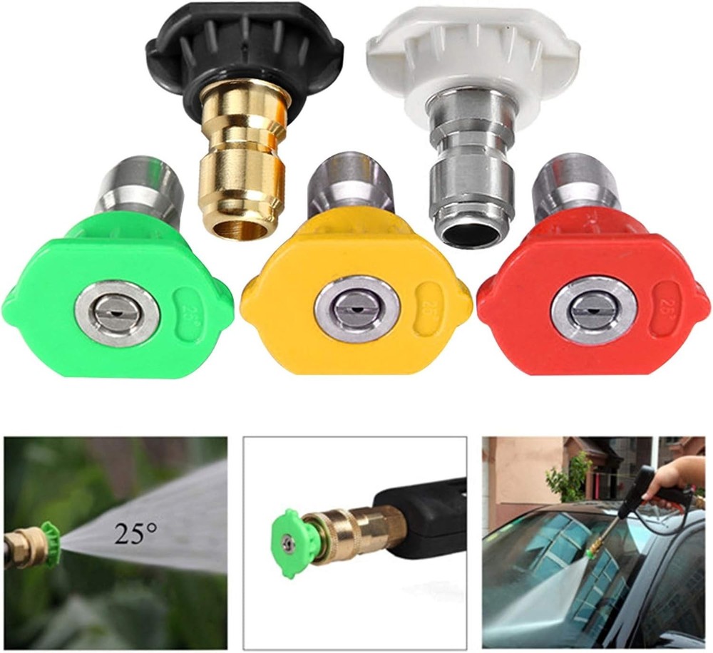 Efficient 5-Piece Nozzle Tips for Pressure Washers - 1/4 Quick Connect, 4500 PSI