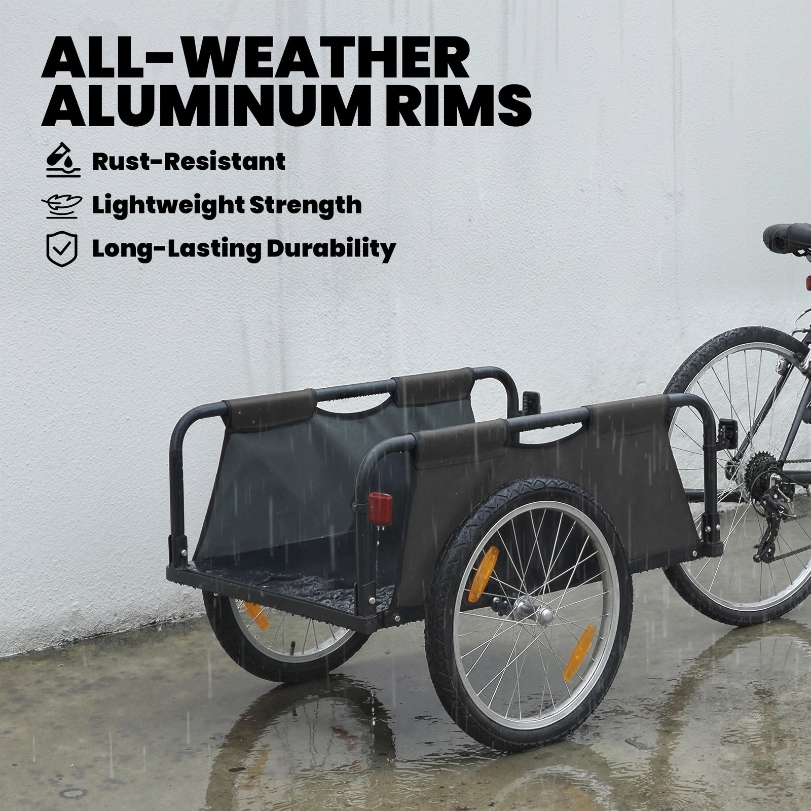 Soozier Bike Cargo Trailer with Quick Release 16" Wheels, Gray