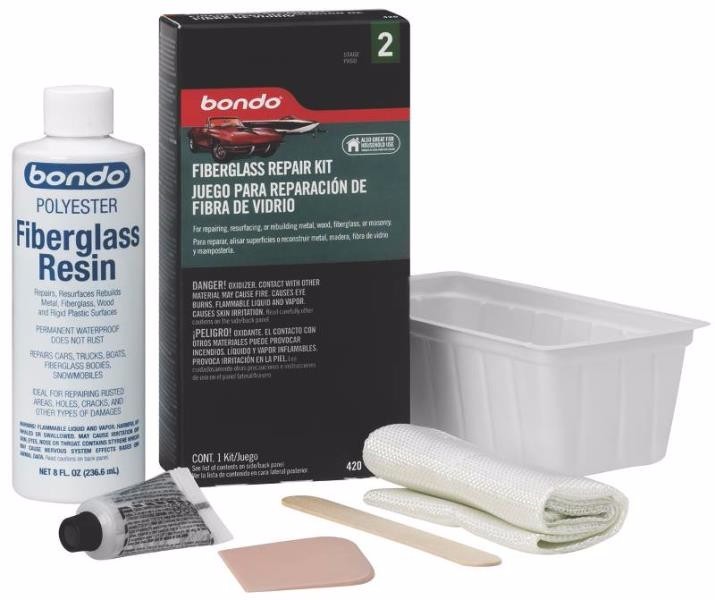 NEW 3M BONDO 420 FIBERGLASS REPAIR COMPLETE KIT 1/2 PINT 3 SQ FEET SALE 6476766