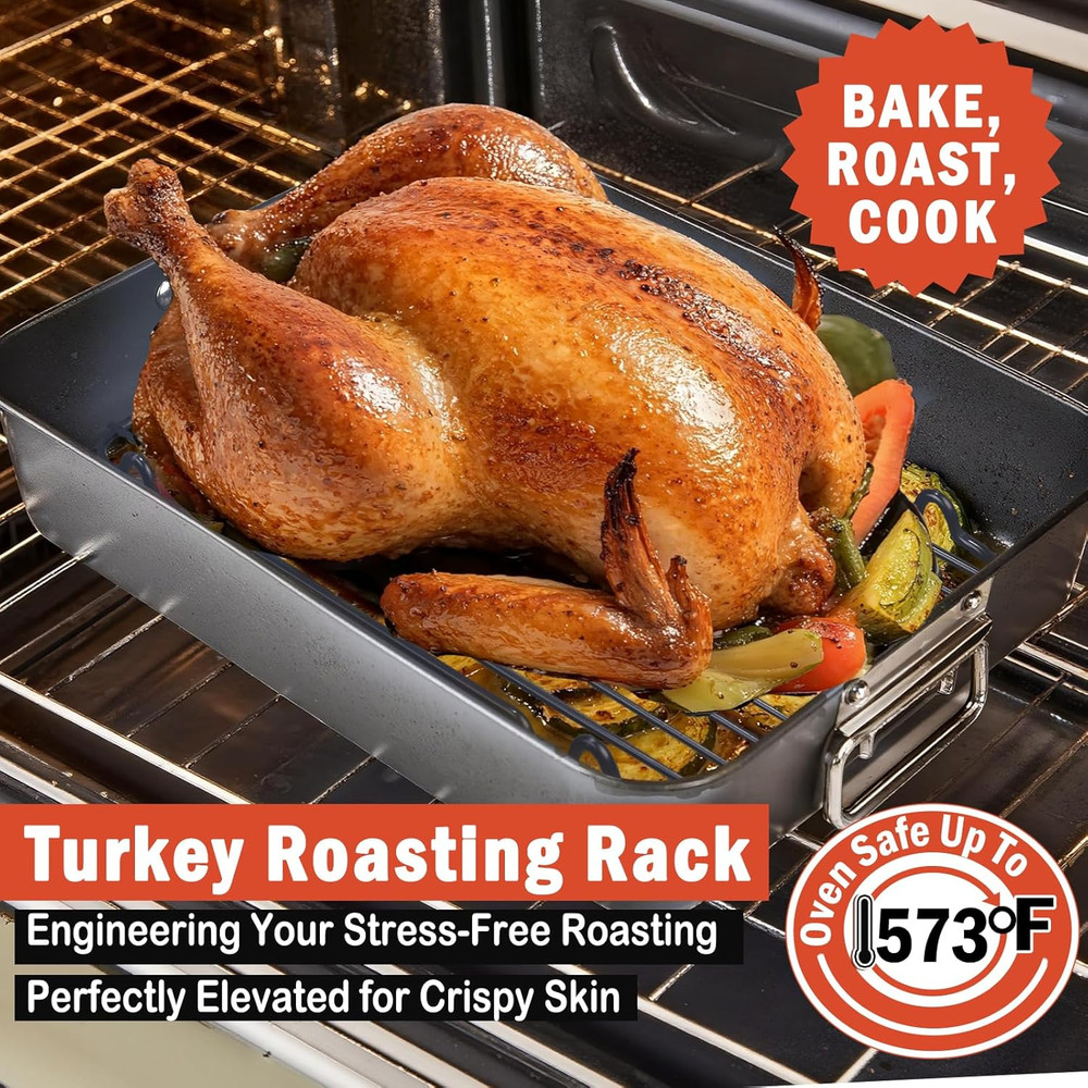 Roasting Rack,Heavy Duty Turkey Rack for Roasting Pan,Oven Roasting Rack Insert