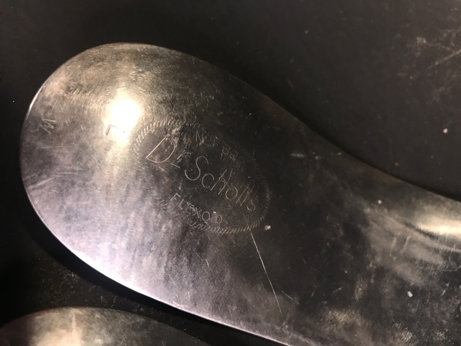 Antique Dr. Scholl's Metal and Leather Flexoid Arch Support Insoles Left & Right