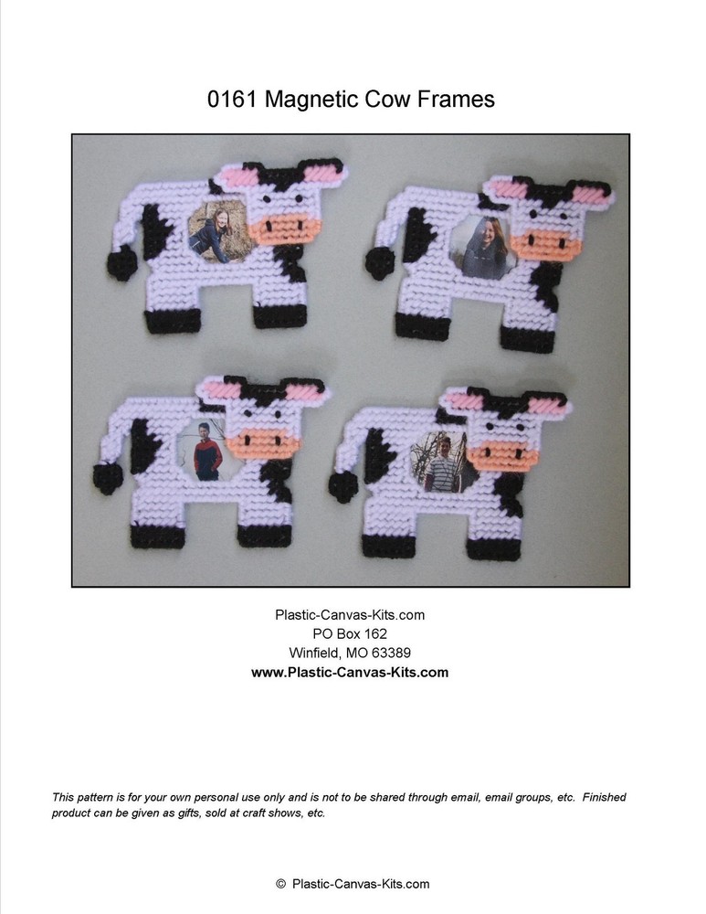 Cow Magnetic Picture Frames- Plastic Canvas Pattern or Kit