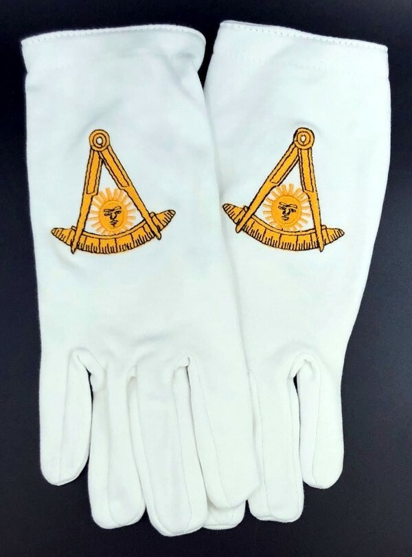 Cotton Gloves with Past Master Emblem - No Square (PMNS-GLC)