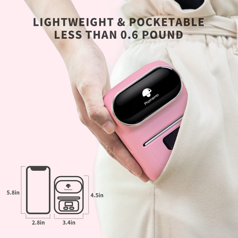 Portable Barcode Printer Wireless Pocket Thermal Printer Label Receipt Printer
