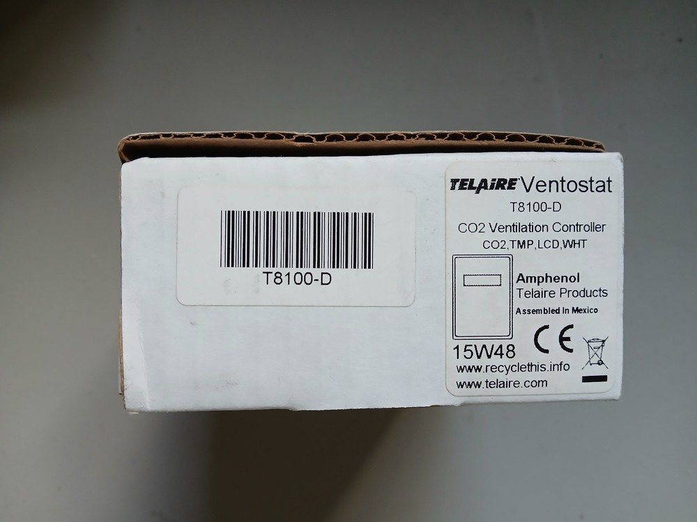 Amphenol Telaire T8100-D Ventostat CO2 Ventilation Controller TMP, LCD, WHT