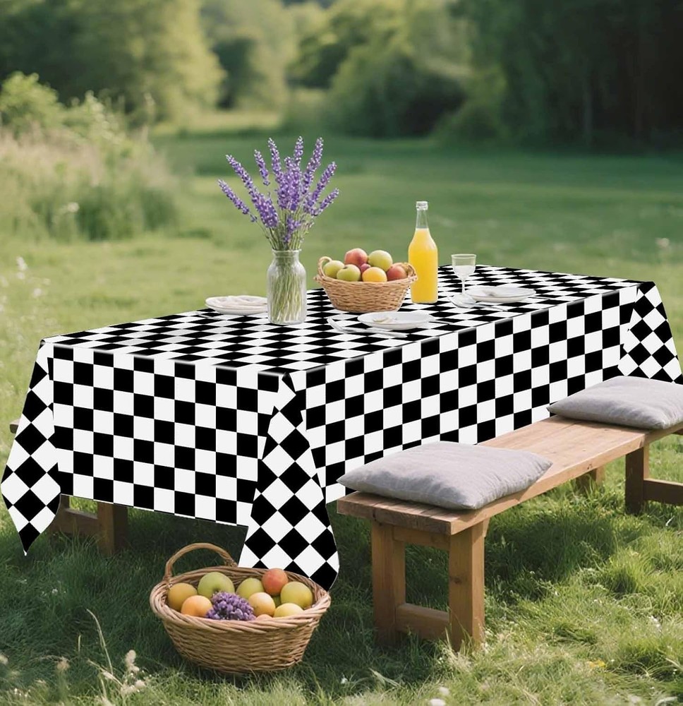 SietDESEO 3 Pack Checkered Tablecloth Plastic 3 Pack,