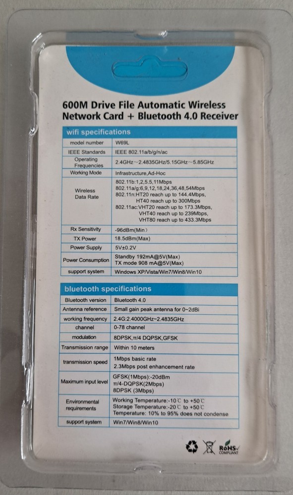 600M Drive File Automatic Wireless Network Card & Bluetooth 4.0 Receiver