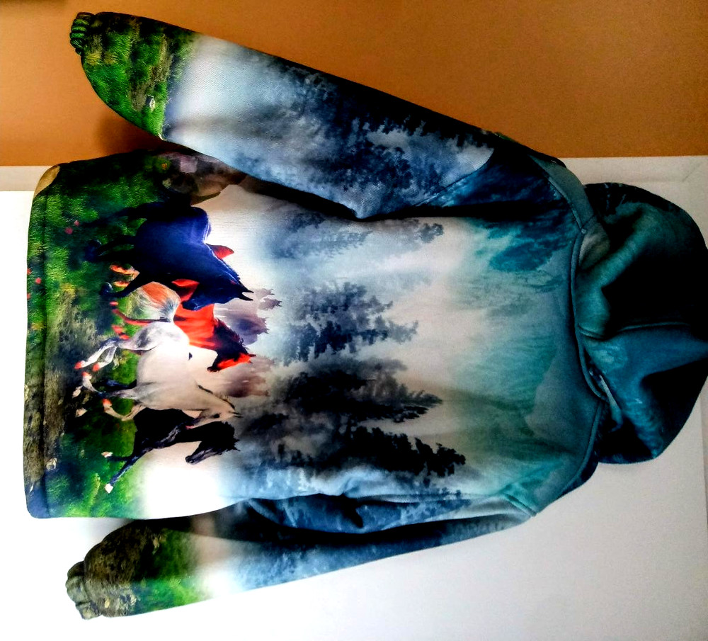 NWT Ameri Mode  Epic Wild Running Horses~  Coat Fleece Lined! Warm! sz S/M