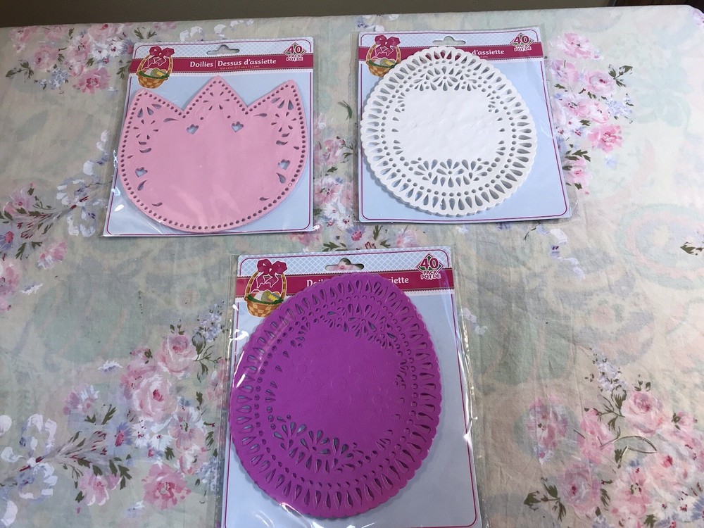 Easter Spring Crafts Die Cut Egg & Tulip Shaped Paper Doilies Easter Decor
