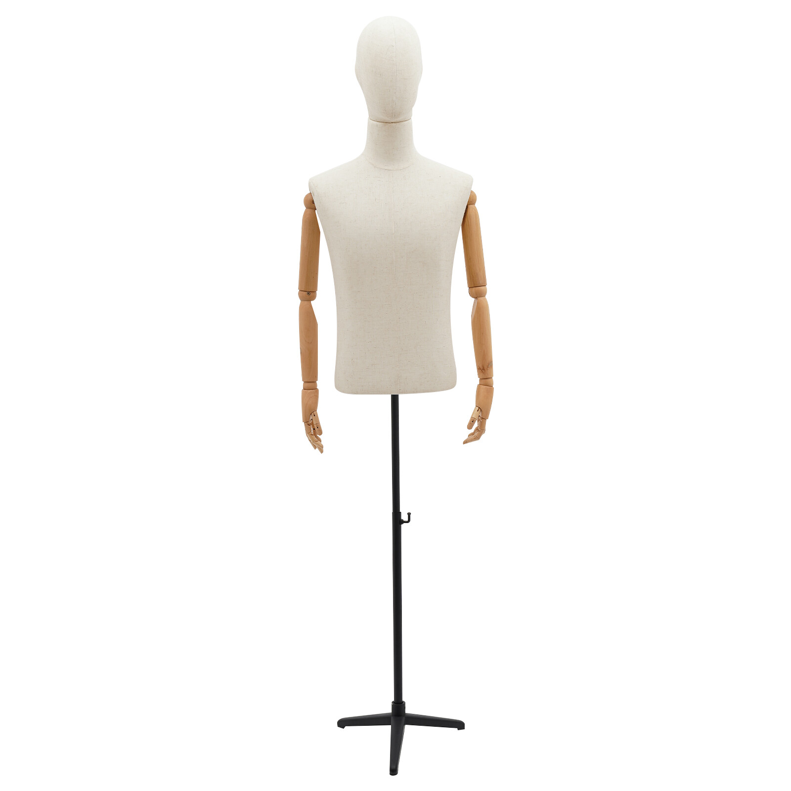 Adult Male Torso Mannequin Dress Form with tripod Base Adjustable Height