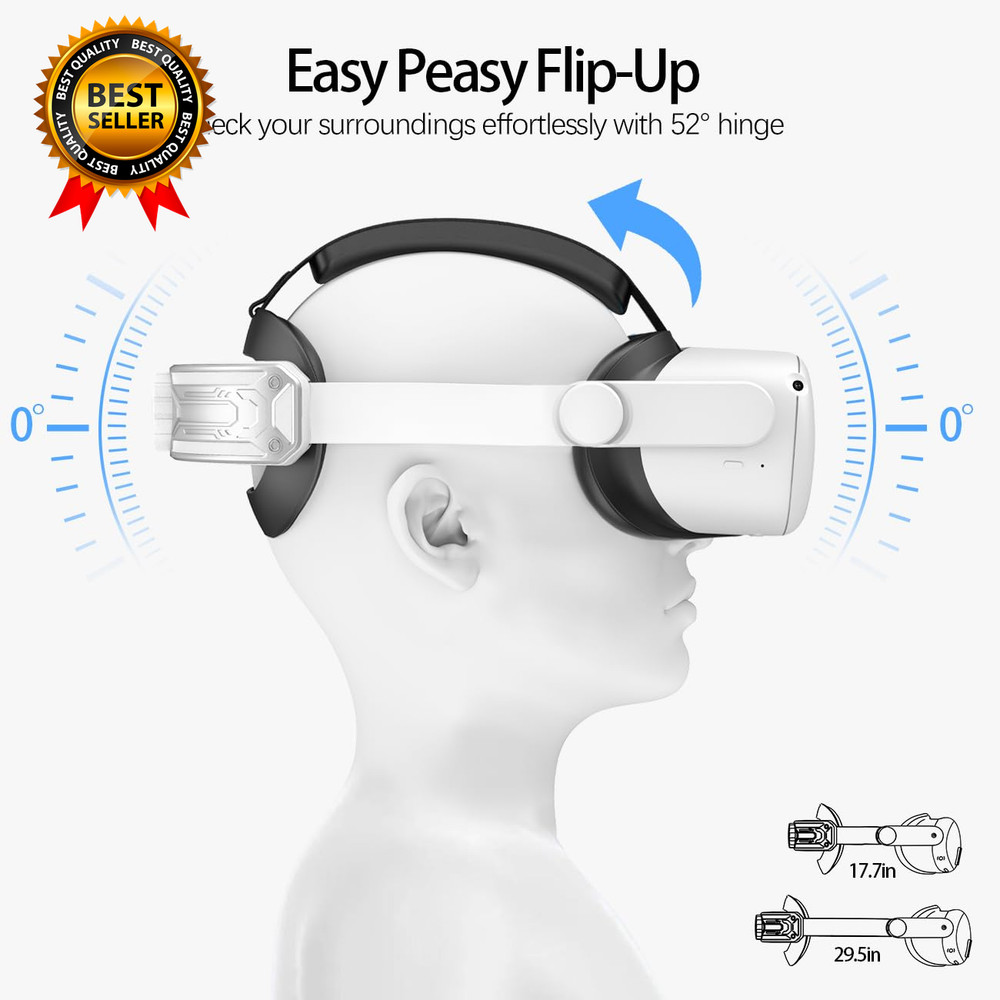 Head Strap for Meta Quest 2 VR Headset Elite Strap Adjustable Soft Cushion