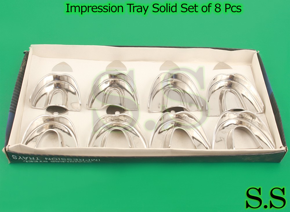 8 Dental Impression Trays set Solid Denture Instruments