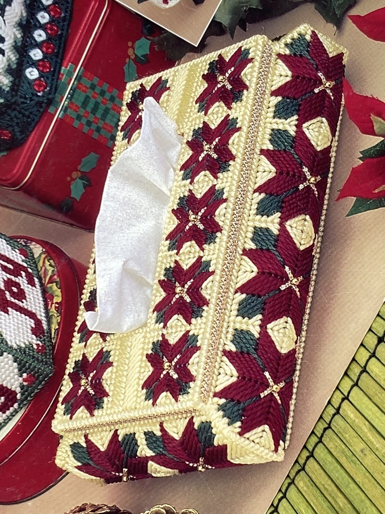 Vintage Annie's Attic Plastic Canvas Patterns Holiday Tissue Boxes 6 Patterns