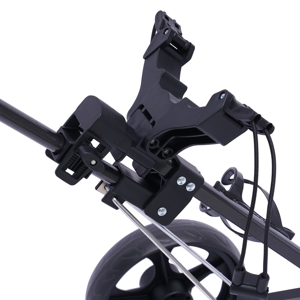 Foldable 3-Wheel Golf Pull Push Cart Trolley with Scorecard Drink Holder Black