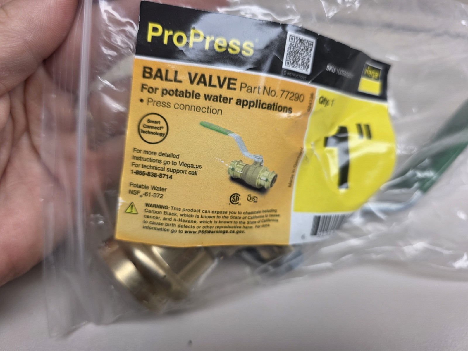 (1) NEW Viega ProPress 1" Press Zero-Lead Bronze Ball Valve, Part No 77290