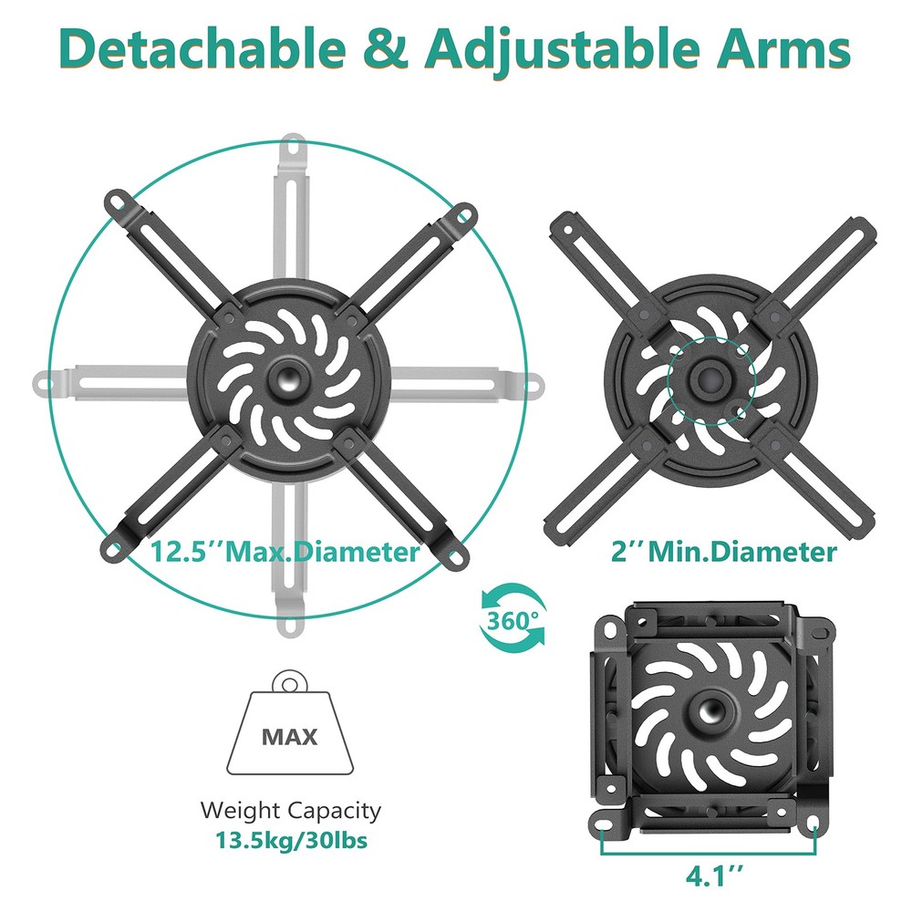 Projector Ceiling Mount, Universal Low Profile Projector Mount with Retractab...