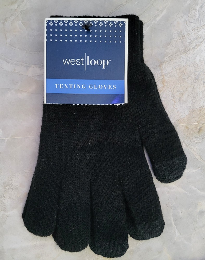 West Loop Black Texting Gloves One Size Fits Most
